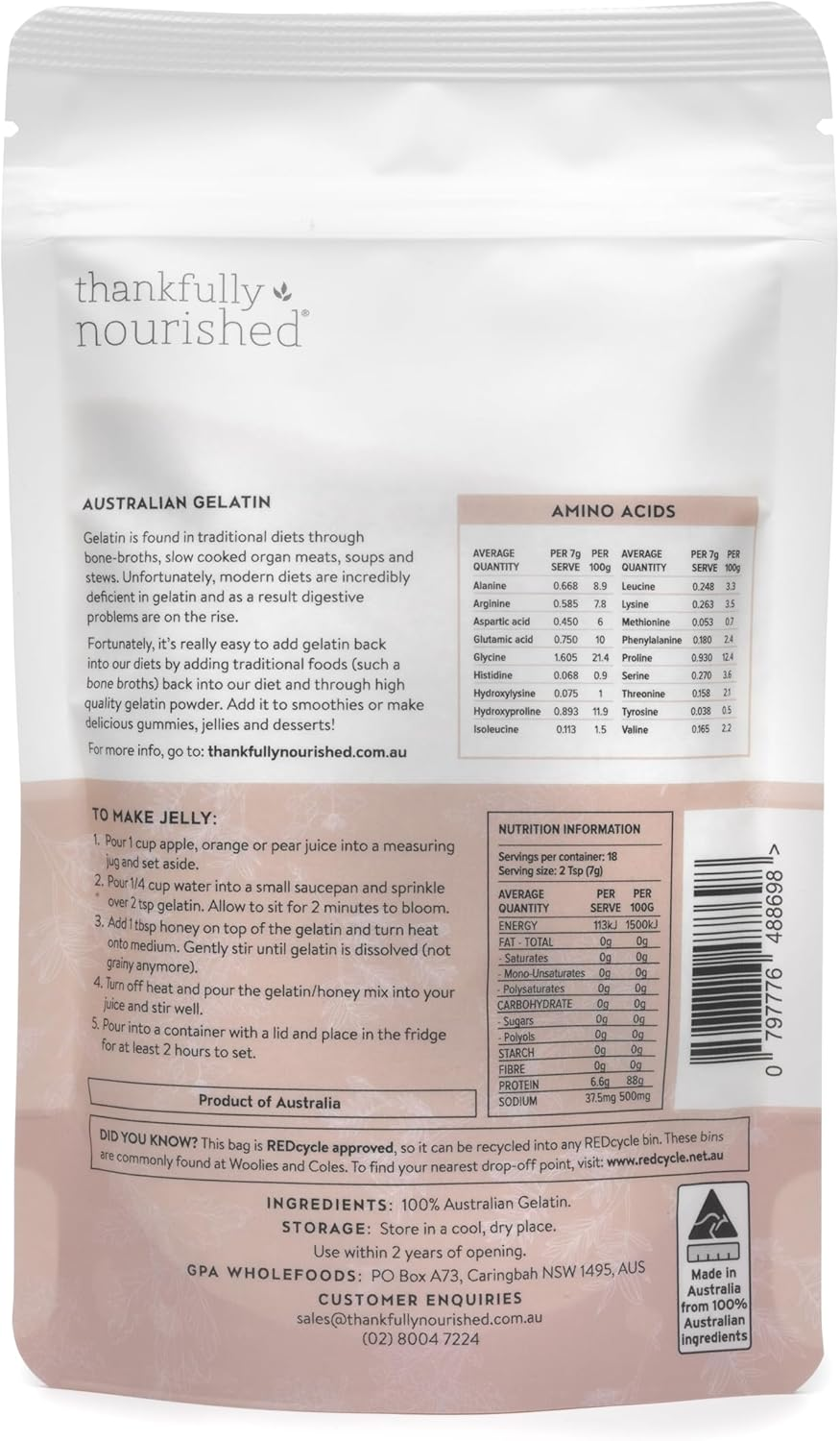 Thankfully Nourished Australian Gelatin 125G image number 2