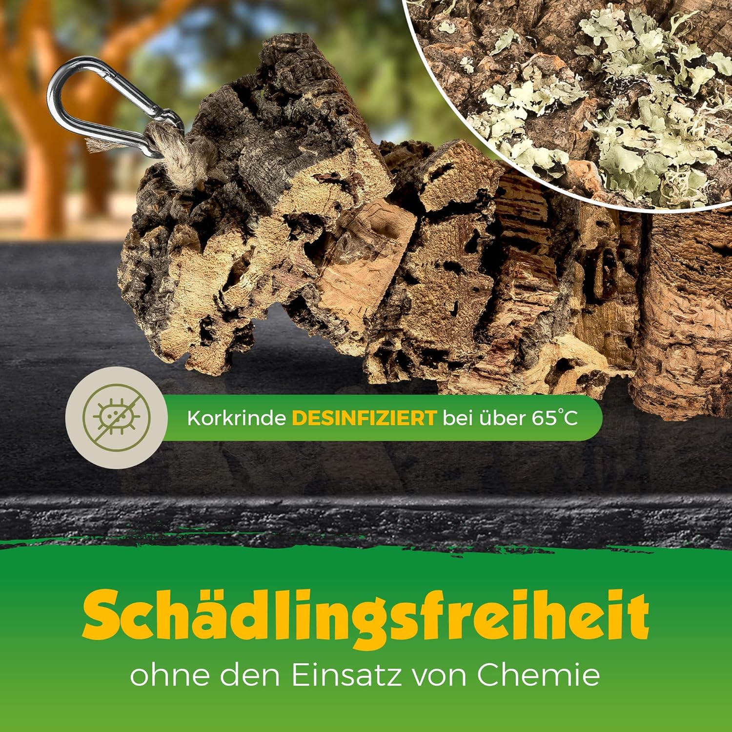 Bird Swing for Nibbling Made of Cork Bark 40 Cm Toy for Birds Natural Material Cork image number 2