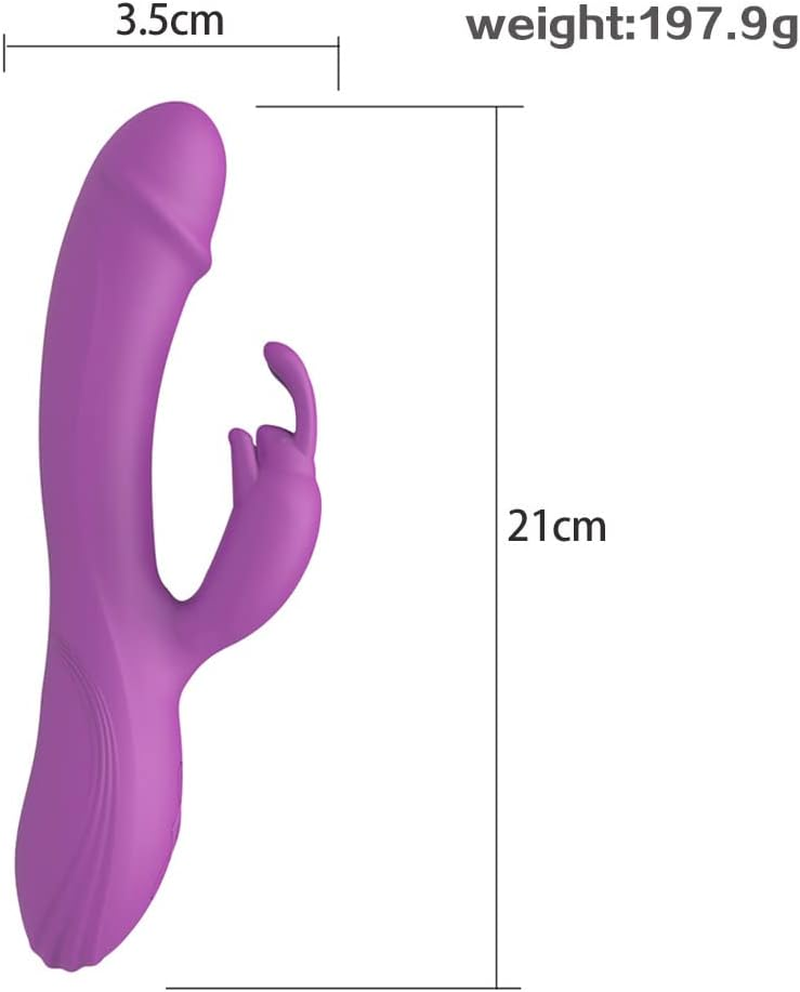 SIDED Massager Handheld Rabbit Vibrator Women'S Toys Buttfly Toy Rechargeable Pleasure Toy for Couple, 10 Vibration Frequency Useful and Fantasy Electric Portable Massager Gifts (Purple Tongue)