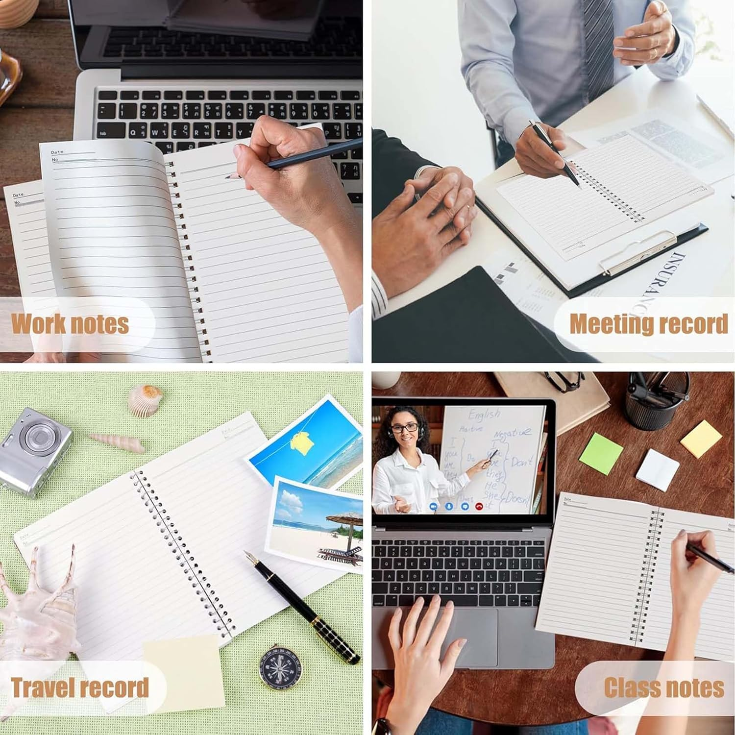 6-Pack Spiral Notebook A5, 70Gsm 120 Pages 8Mm Lined 21X14.5Cm Assorted Colors Soft Cover Kraft Spiral Journals A5 Notebook Side Opening Notepad for Home Office Project Writing School Gifts - 6Pcs In Black  Brown (3 Of Each) image number 7