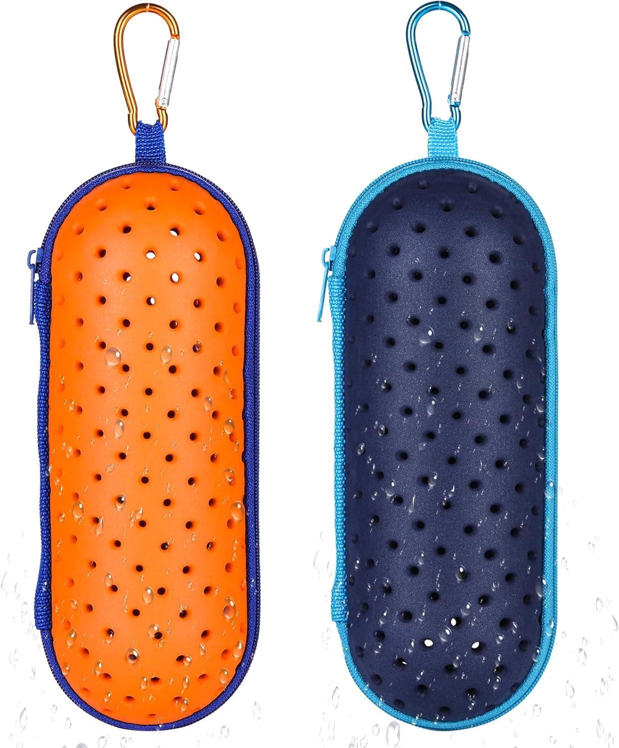 Swim Goggle Case for Swimming Goggles, Portable EVA Carrying Case with Drain Hole Zipper Sunglasses Bag with Clip