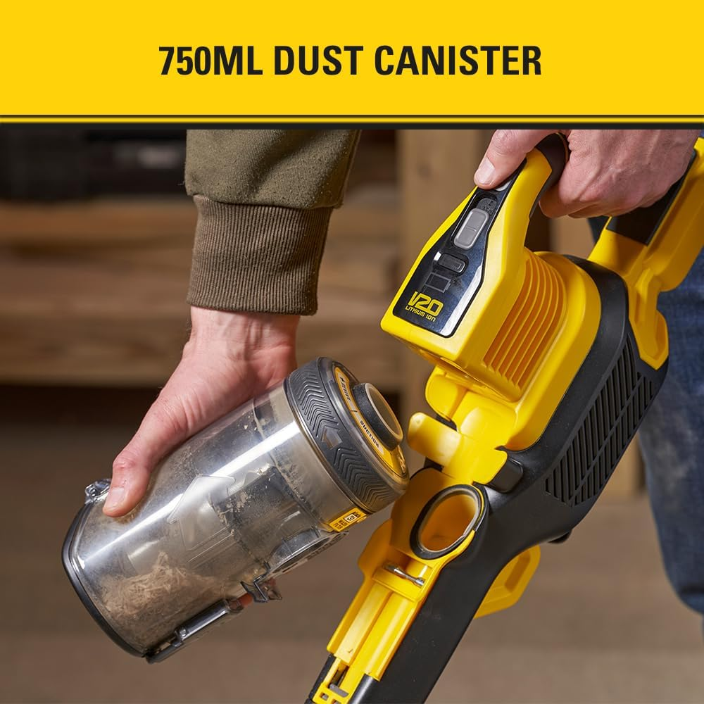 STANLEY FATMAX V20 | 18V Cordless Stick Vacuum Kit - Cyclonic Suction & HEPA Filter for Workshop & Car Clean-Up, 2.0 Ah Battery & Charger image number 3