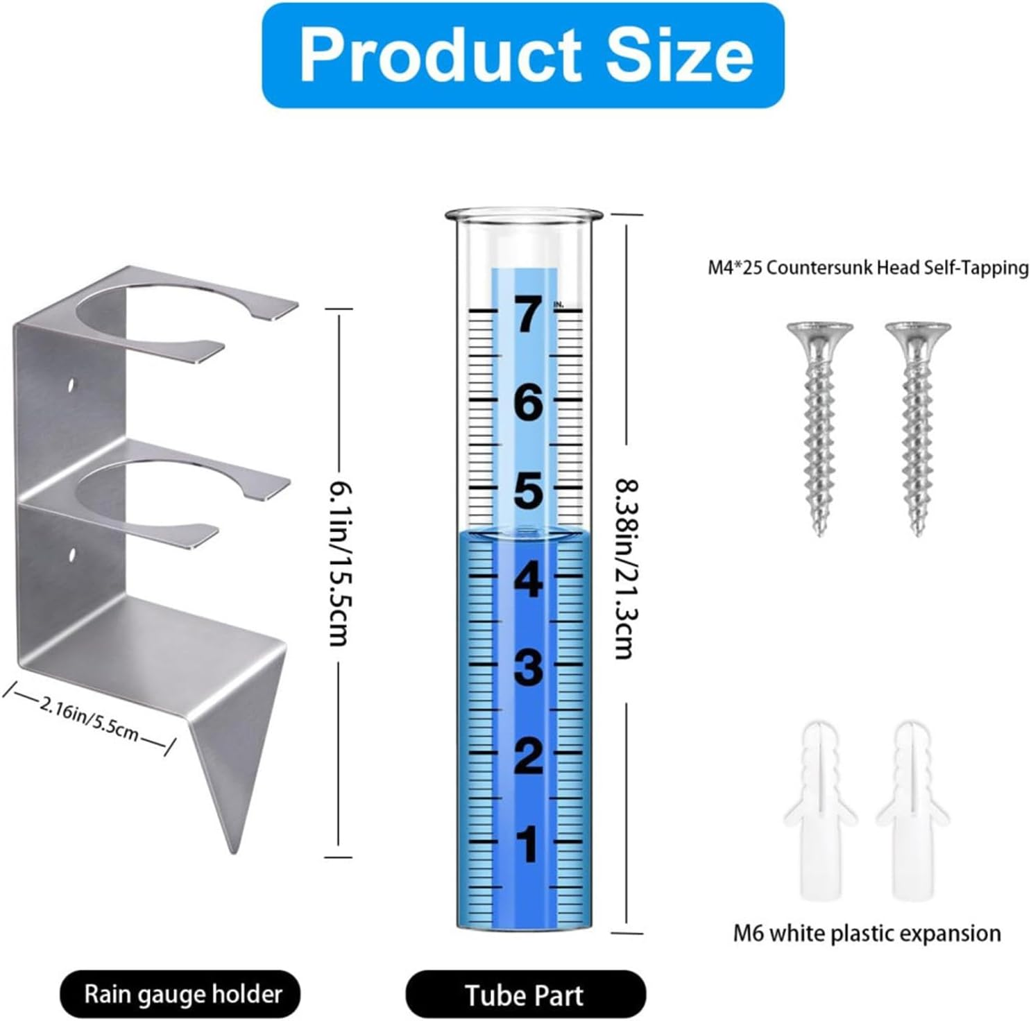 Iouyjiu Portable Glass Rain Gauge, Freeze Proof Rain Gauge, Outdoor Rain Gauge with Stake, Accurate Reusable Rain Gauges 8.38 Inches for Yards, Lawns, Pathway, Patio, Garden (1 Set) image number 4