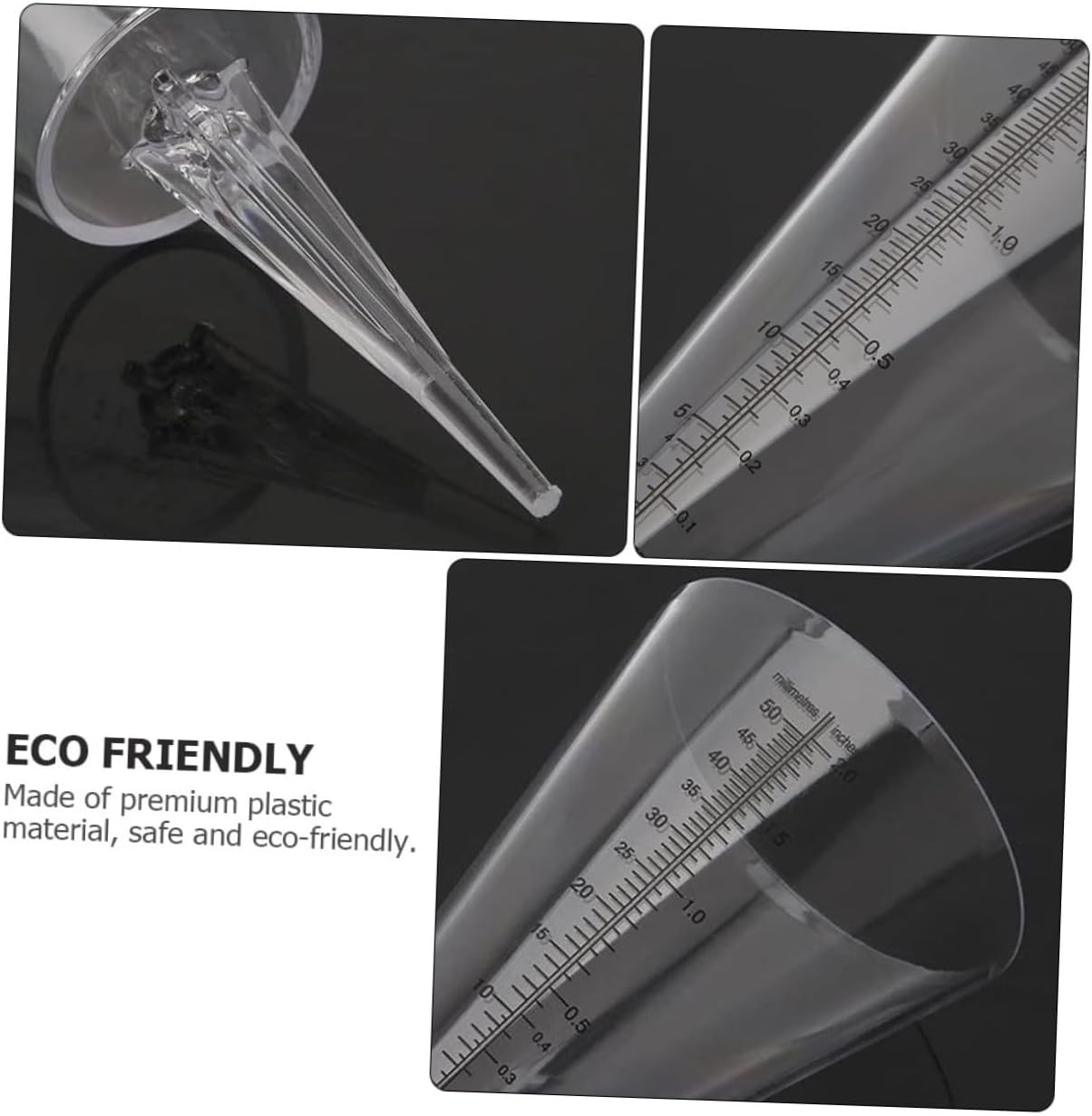 2Pcs Transparent Cone Shaped Garden Rain Gauge Outdoor Rainfall Measuring Cup with Spike for Easy Soil Installation Accurate Water Level Monitoring image number 4
