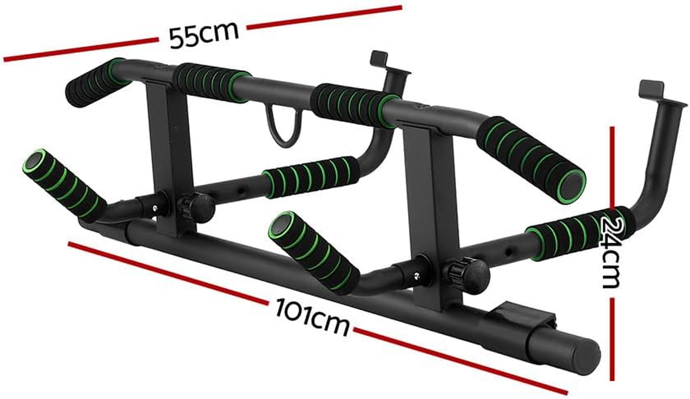 Everfit Multi-Grip Doorway Pull up Bar - 200KG Heavy Duty Chin up Bar with 2 Resistance Bands & Anti-Slip System for Home Gym Full Body Workout image number 6