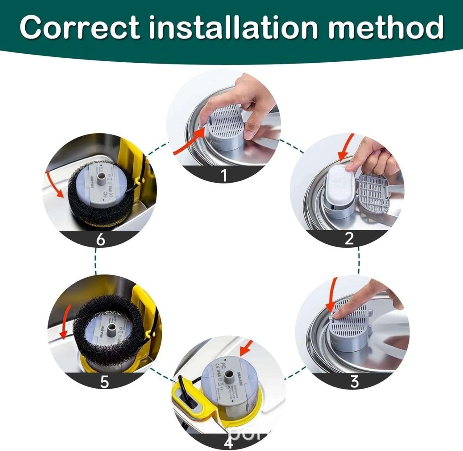 8+8Pcs Cat Water Fountain Filters, Triple Filtration System Pet Cat Fountain Filter Replacement for 3.2L/108Oz Automatic Cat Fountain (Filters)