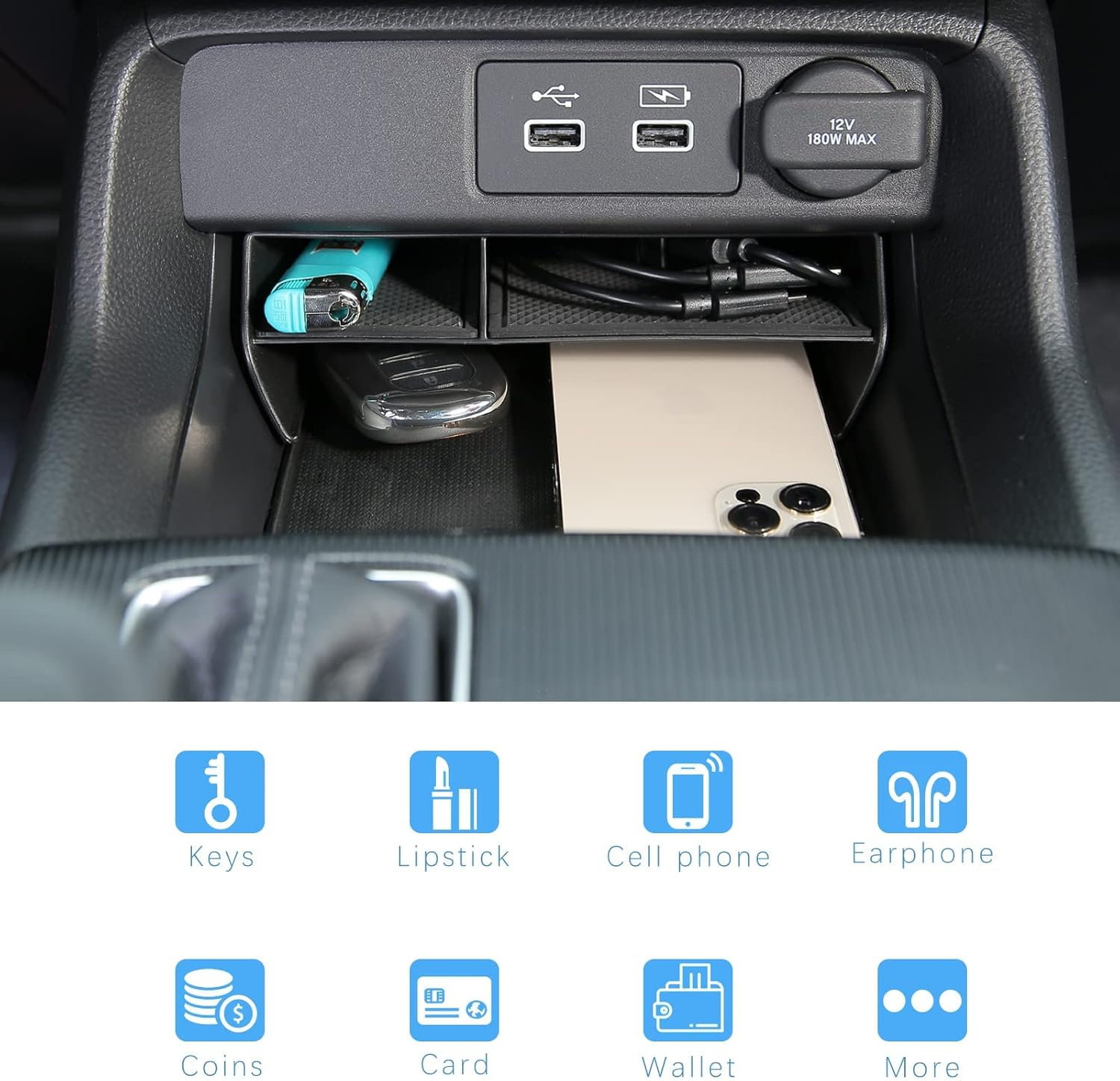 CKE for Honda Civic 2024 2023 2022 Auto Car Center Console Box Armrest Storage Box Organizer Tray Pallet Container Holder for Honda Civic Accessories image number 3