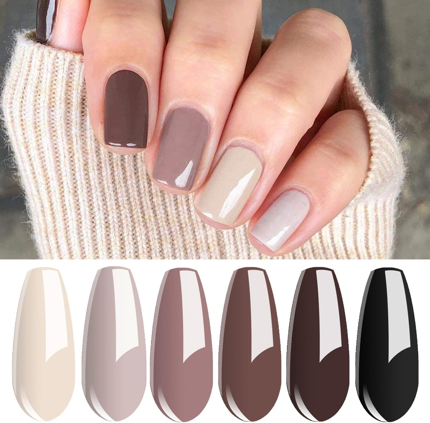 Vishine Nude Brown Collection Gel Nail Polish Set - 6 Colors Gel Polish Set Kit UV LED Soak off Gel Polish 0.27 OZ 8ML image number 4