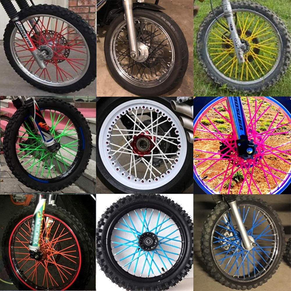 Teensery 72 Pcs Motorcycle Spoke Skins Wraps Colorful Bicycle Spoke Cover Coat Pipe Protector Bike Wheel Decoration, Assorted Color image number 2