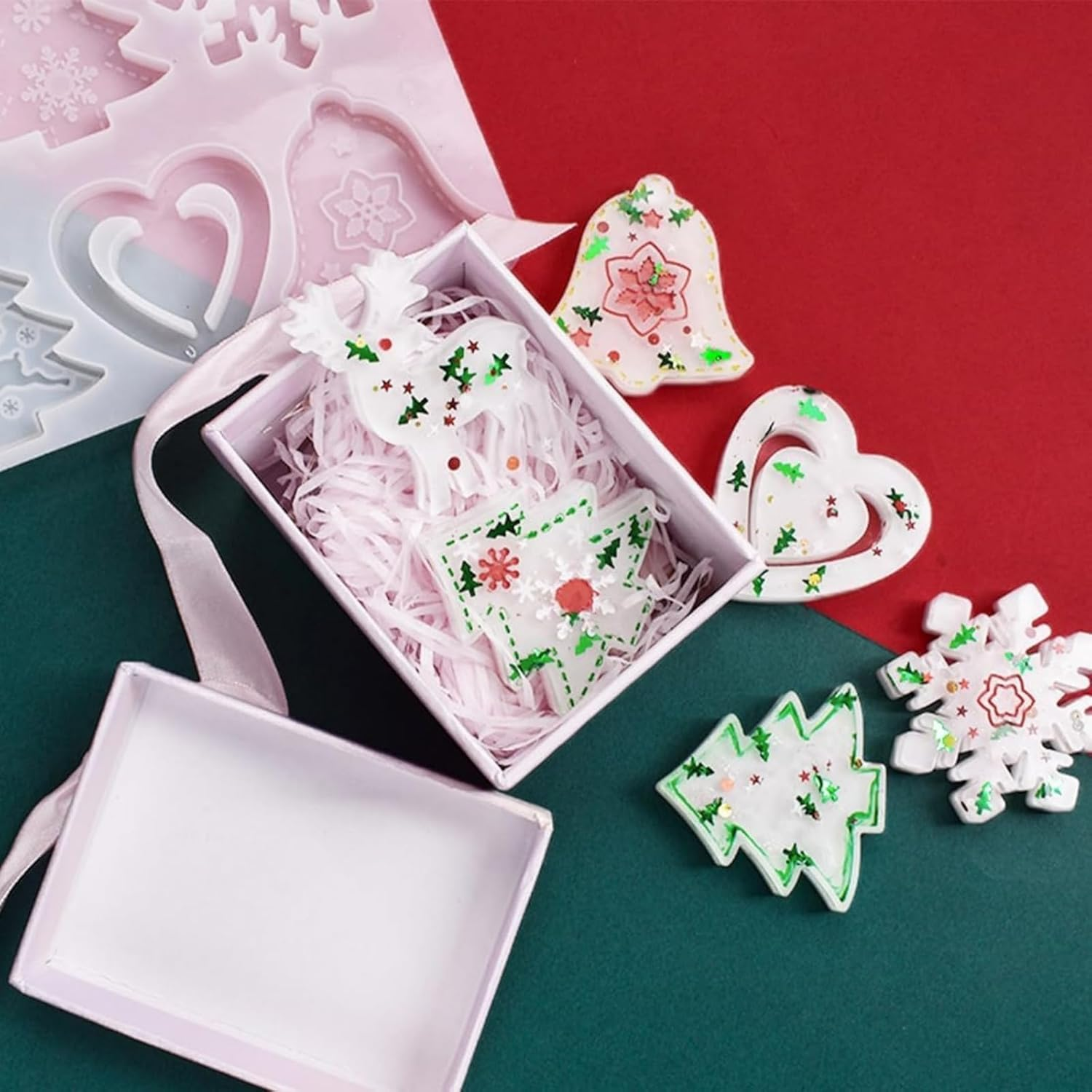 Itadaku 2 Pcs Silicone Moulds for Christmas, Resin Snowflake and Tree Moulds, DIY Tools, Soap and Fondant Moulds for Holiday Crafting image number 2