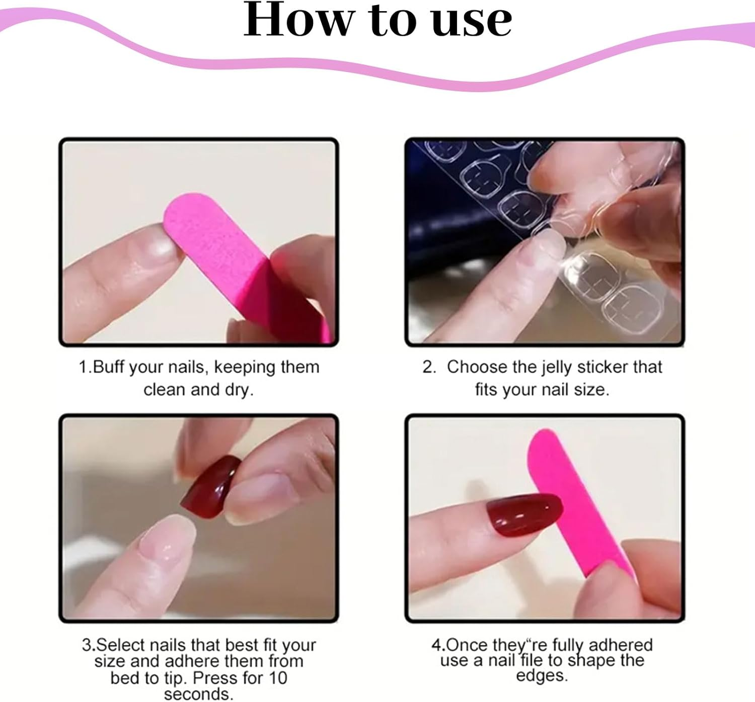 Lunarcharm 24 Pieces French Tip Press-On Nails, Short Square False Nails, Glossy Nude Pink, Reusable Full Cover Artificial Nails image number 3