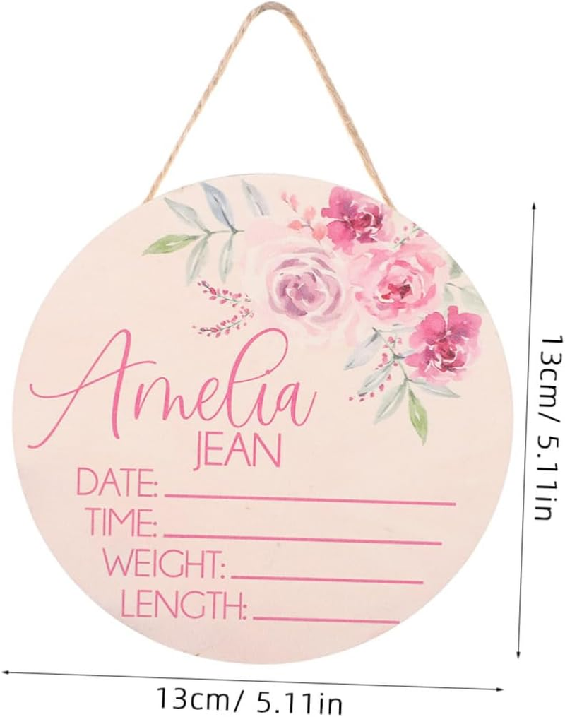 2Pcs Wooden Name Announcement Sign for Newborn Nursery Decor Birth Sign for Hospital image number 2
