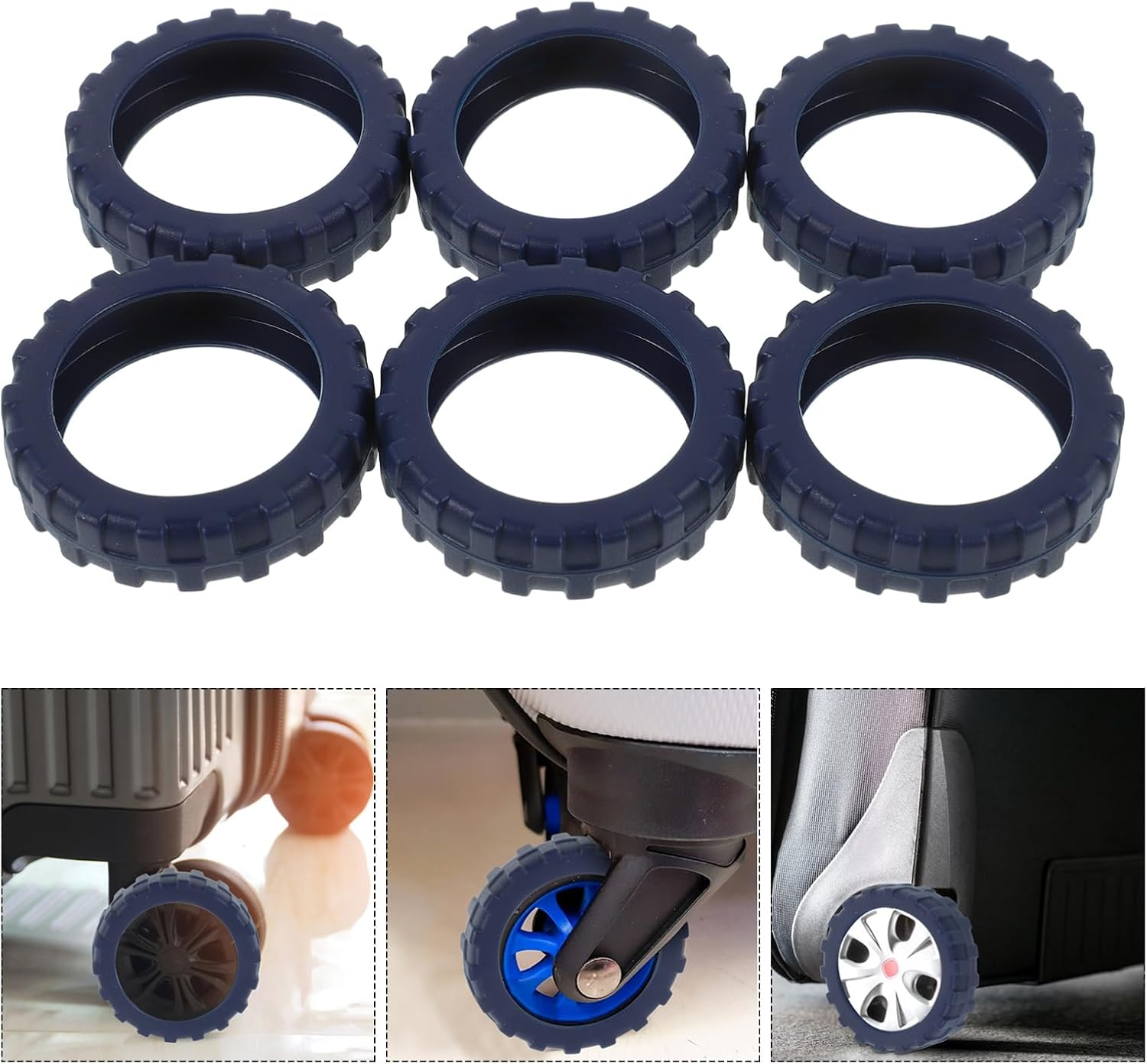 VALICLUD 8PCS Luggage Wheels Covers Silicone Suitcase Wheel Protectors Anti-Noiseshock Universal Wheel Protection Cover image number 3