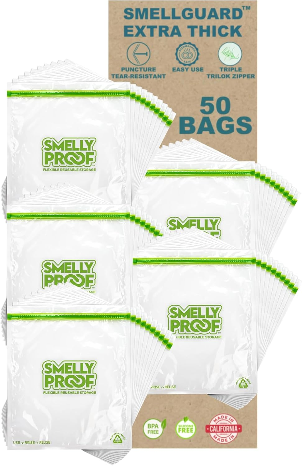 SMELLY PROOF - the Original No-Odor Baggie - Clear - Reusable - Made in the USA image number 1