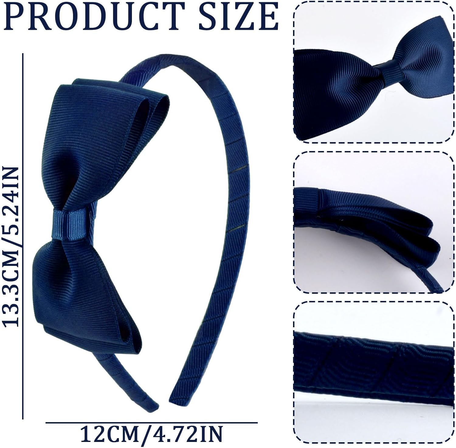 AYNKH 3 Pieces Blue School Bows Headbands Alice Hairbands, Girls Uniform Ribbon Bow Set, Hair Accessories for Little Girl Toddlers Teens Birthday New Year Present image number 1