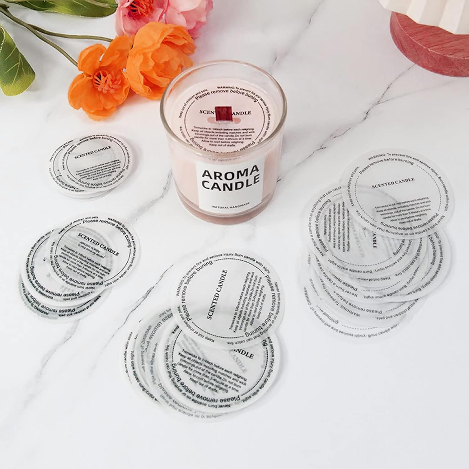 160 Pcs Candle Dust Cover, Joyfulmap Preprinted Translucent Paper Candle Topper Protectors Decoration Lids, Candle Topper Accessories for Candle Making, DIY Craft Fragrance Candles,7Cm, White (003) image number 2