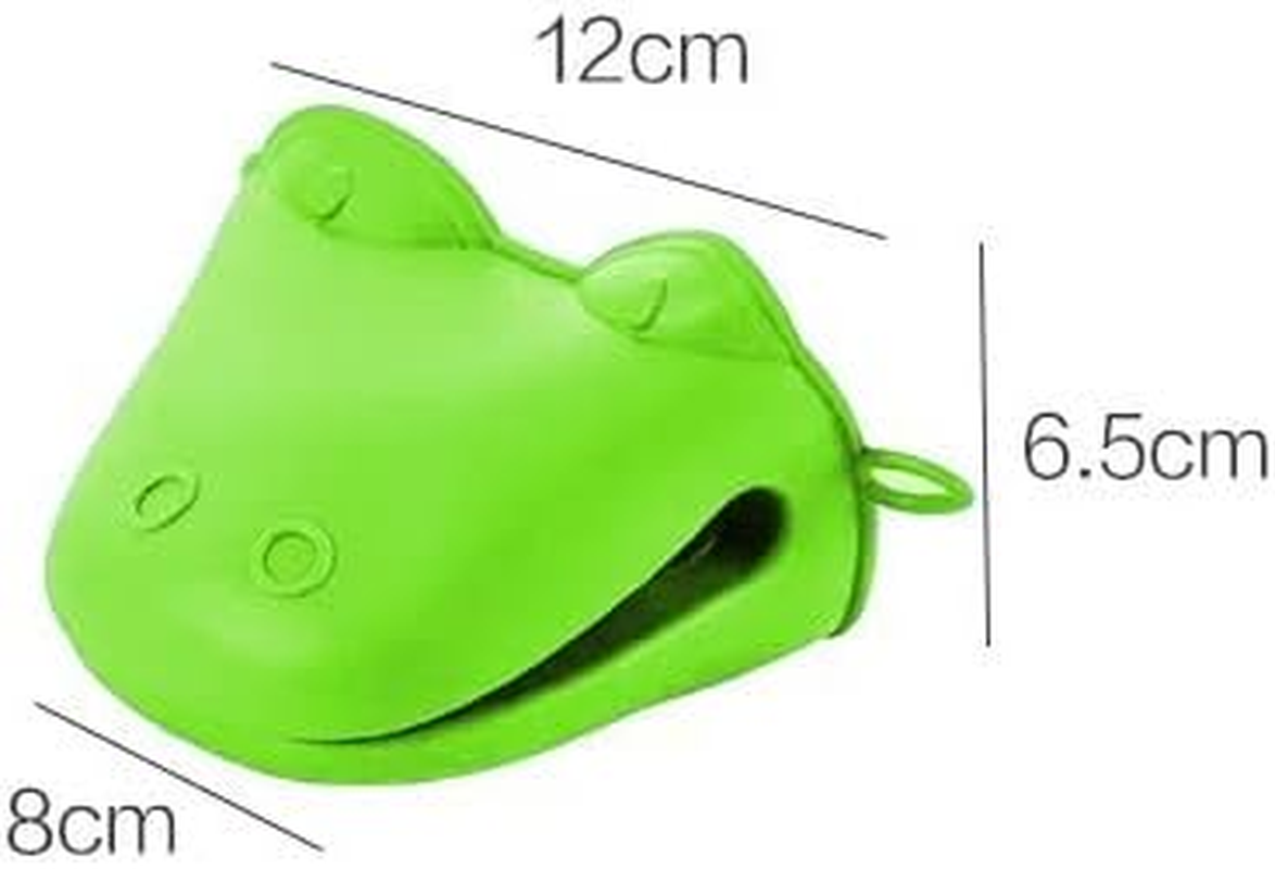 Belmalia 2 X Silicone Oven Pot Holder, Silicone Oven Glove, Oven Glove, Oven Glove, Heat Resistant, Frog Green Design image number 4