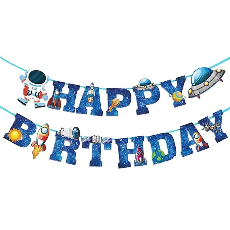 Outer Space Theme Birthday Banner Happy Birthday 15 PCS Galaxy Party Sign, Birthday Party Decorations，Outer Space Theme Decorations, Astronaut Party Supplies. image number 2