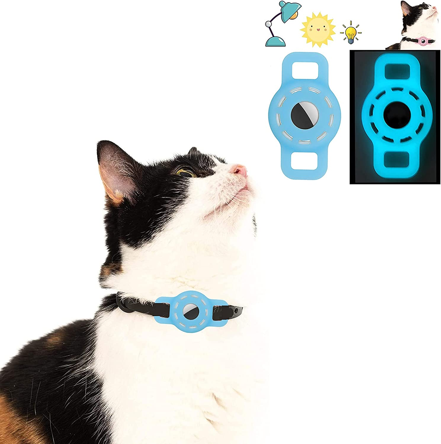 Airtag Cat Collar Holder Compatible with Apple Air Tag,Small Animals Pets Anti-Lost Pet Collar Id Tags for Air Tags,Anti Scratch Cat GPS Tags,Silicone Case for Cats Collar Finder Tracker Locator - Black/Pink/Purple/White image number 5