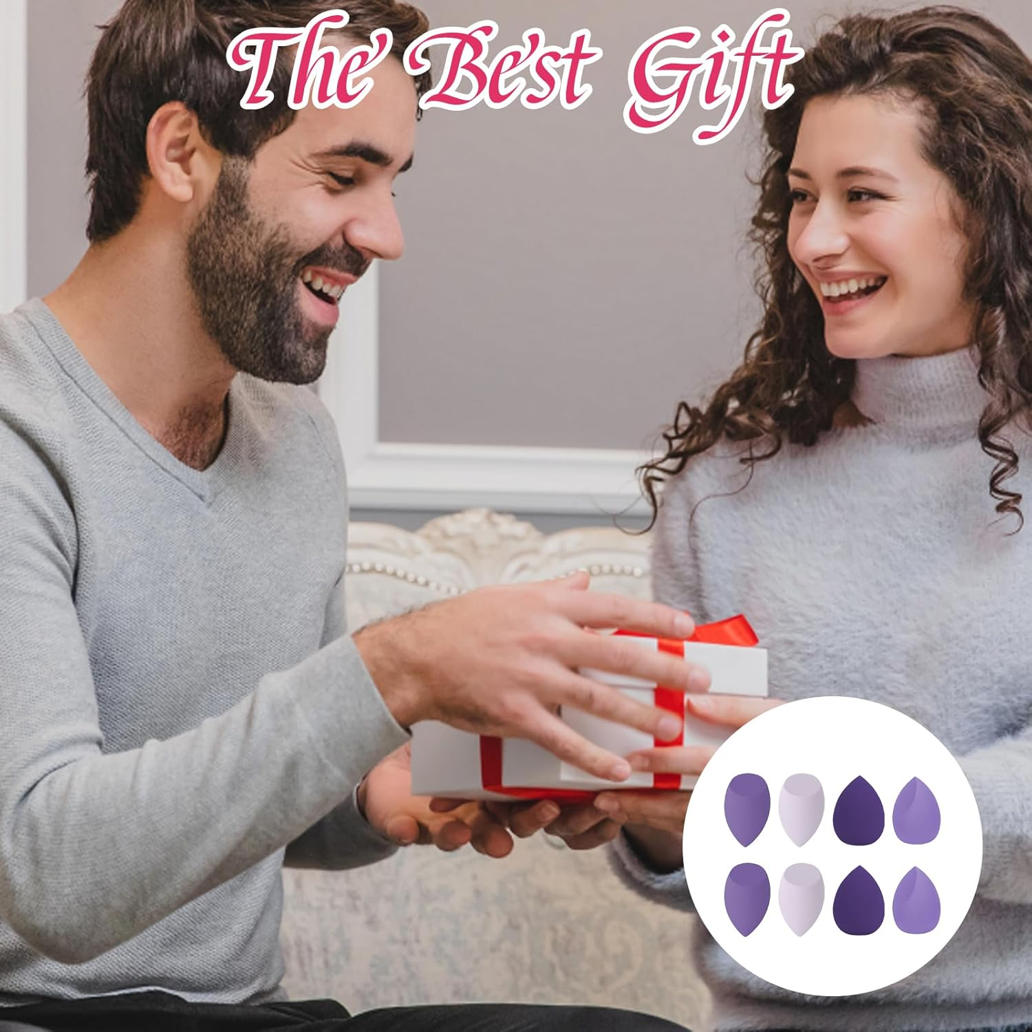 8Pcs Beauty Blender, Makeup Sponge Set, Professional Foundation Sponge for Various Base Makeup Textures, Travel-Friendly, Purple Makeup Sponges image number 2