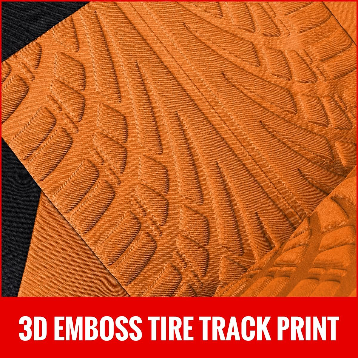 AUTOYOUTH Car Seat Covers Universal Fit Full Set Car Seat Protectors Tire Tracks Car Seat Accessories - 9PCS, Black/Red (Orange) image number 3