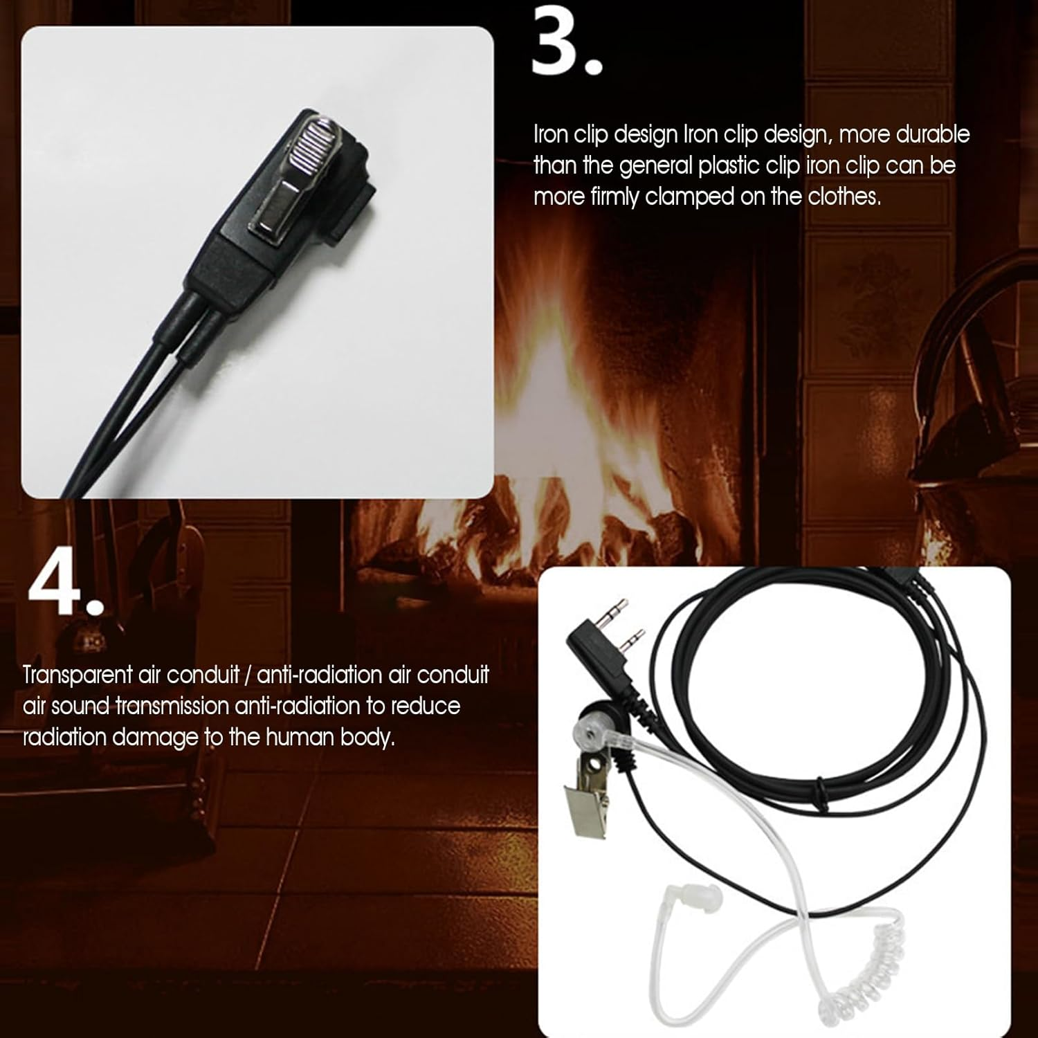 Erconsso Microphone Headset Covert Acoustic Tube - Transparent Earpiece Acoustic Tube Replacement,Ergonomic Design Versatile Earbuds Audio Parts for Enthusiasts Professionals Teens Families Adults image number 2