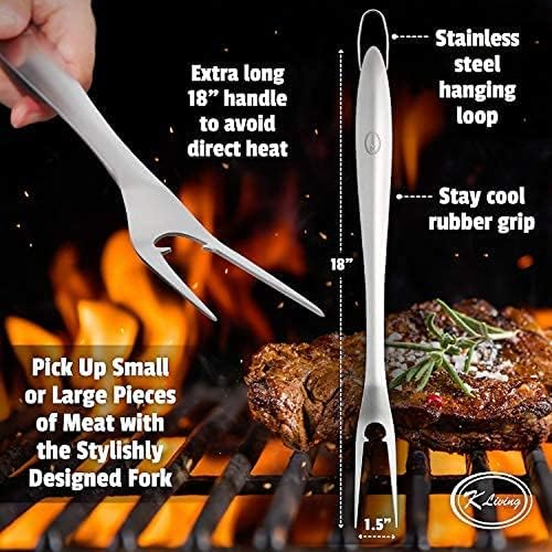 K Living Barbecue Tool Set | AU Company | Perfect for Dad'S | Stainless Steel | Includes, Apron and Chef GAV EBOOK | Easy to Clean and Store | Stylish Design | Long Handles image number 5