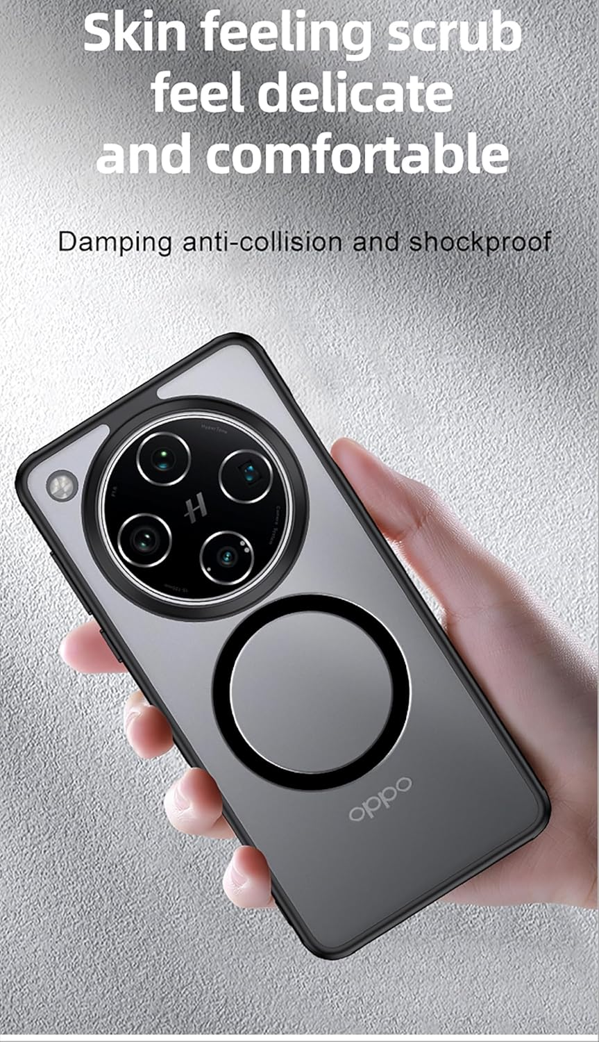 GIOPUEY Magnetic Mobile Phone Case for Oppo Find X8 Case, Case Compatible with Magsafe, Matte PC Back + TPU Bumper Shockproof Protective Case - Black image number 4