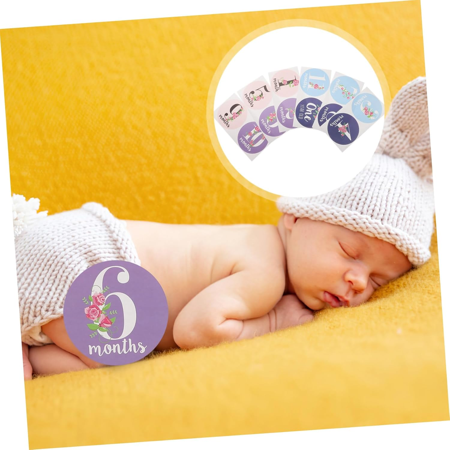 12Pcs Adorable Newborn Milestone Stickers Set Monthly Boy Girl Sticker Belly Decor Photo Prop for Shower image number 1