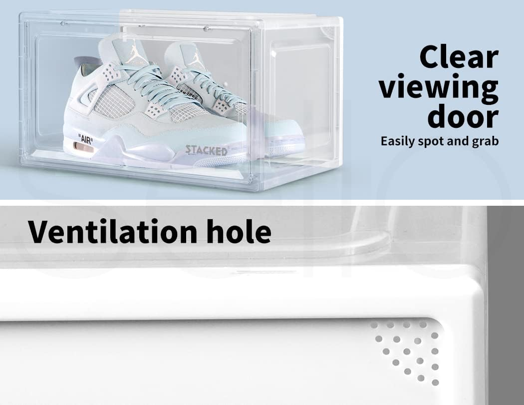 STACKED Shoe Storage Box 1PC Sneaker Display Case Clear Magnetic Door Anti-Oxidation 35.5X26X21Cm image number 3