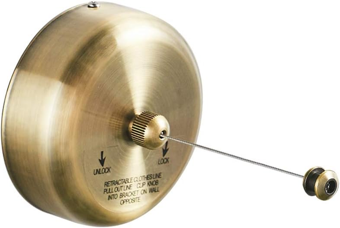 Besy Retractable Clothesline SUS304 Stainless Steel Clothes Dryer with Adjustable Stainless Steel Rope String Hotel Style Heavy Duty,9.2 Feets,Golden Finish, round Style