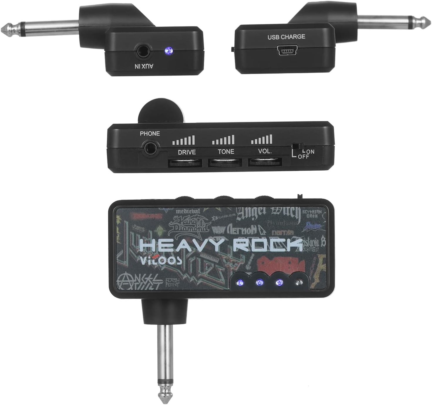 Electric Guitar Amp, Electric Guitar Plug Mini Headphone Amp Amplifier Heavy Rock Compact Portable image number 2