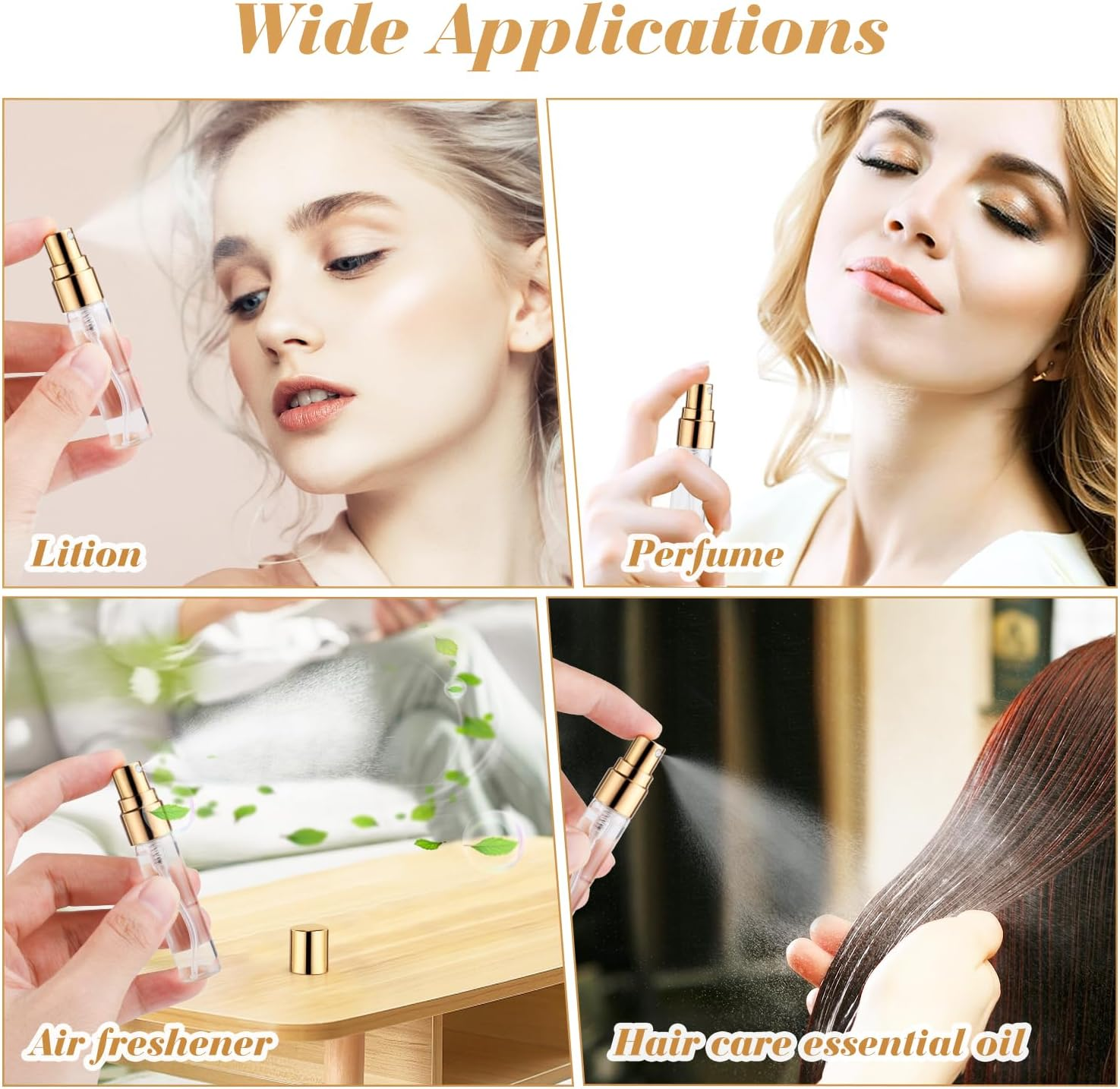 BOSMIOW 20Pcs 5Ml Clear Glass Mist Spray Bottle Refillable Mini Perfume Atomizer Empty Travel Sample Bottle with Golden Aluminized Nozzle Makeup Container for Perfume,Liquid,Air Fresheners