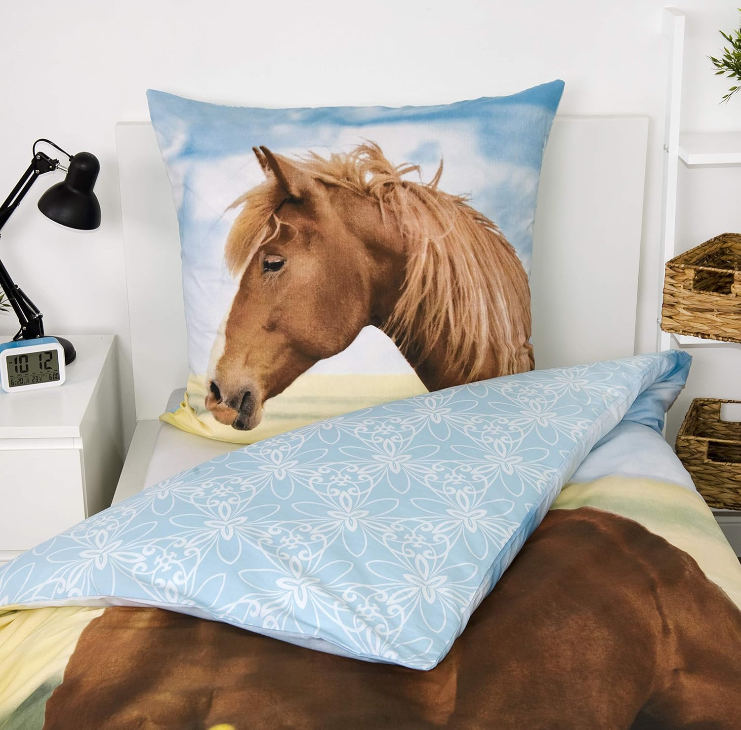 Herding Young Collection Bedding Set, Reversible Motif Horses, Duvet Cover 135 X 200 Cm, Pillow Case 80 X 80 Cm, Cotton/Renforc&eacute; image number 4