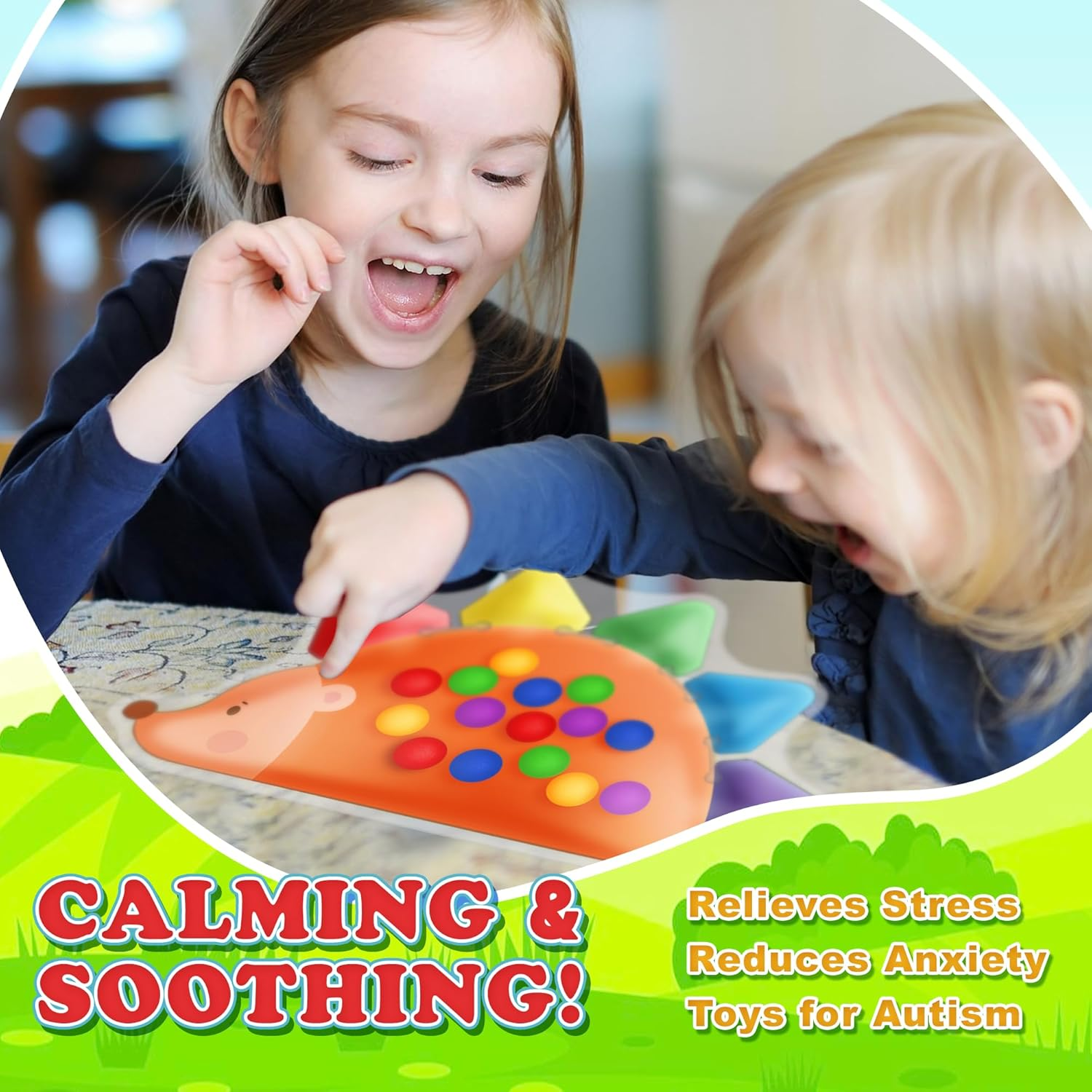 2Pcs Color Sorting Sensory Toy,Fine Motor Skill Games Learning Toys for Toddlers, Hedgehog Dinosaur Color Matching Preschool Activities Educational Calm down Fidget Squishy Sensory Toys for Kids Gifts image number 6