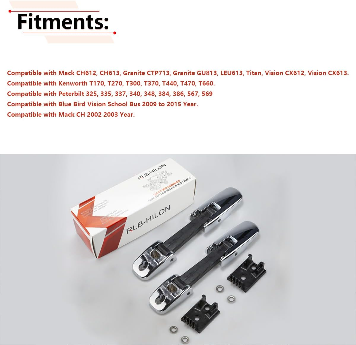 RLB-HILON 1Pair Hood Latch Compatible with Kenworth T170 T270 T330 T370 T660, for Peterbilt 325 335 337 340 348 384 386 567 569 579, for Mack CH612 CH613, for Blue Bird Vision School Bus image number 2