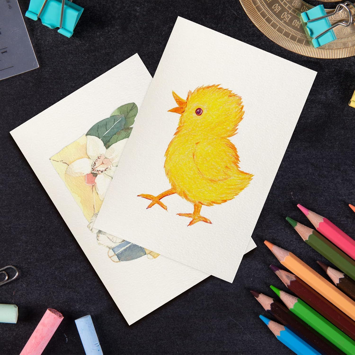 Fyess 120Pcs 100% Rag Cotton White Watercolor Paper 140Lb Heavyweight Paper Watercolor Paper Cards Cold Press Paper Bulk Watercolor Drawing Student Artist for Kids,5 X 7 Inch image number 2