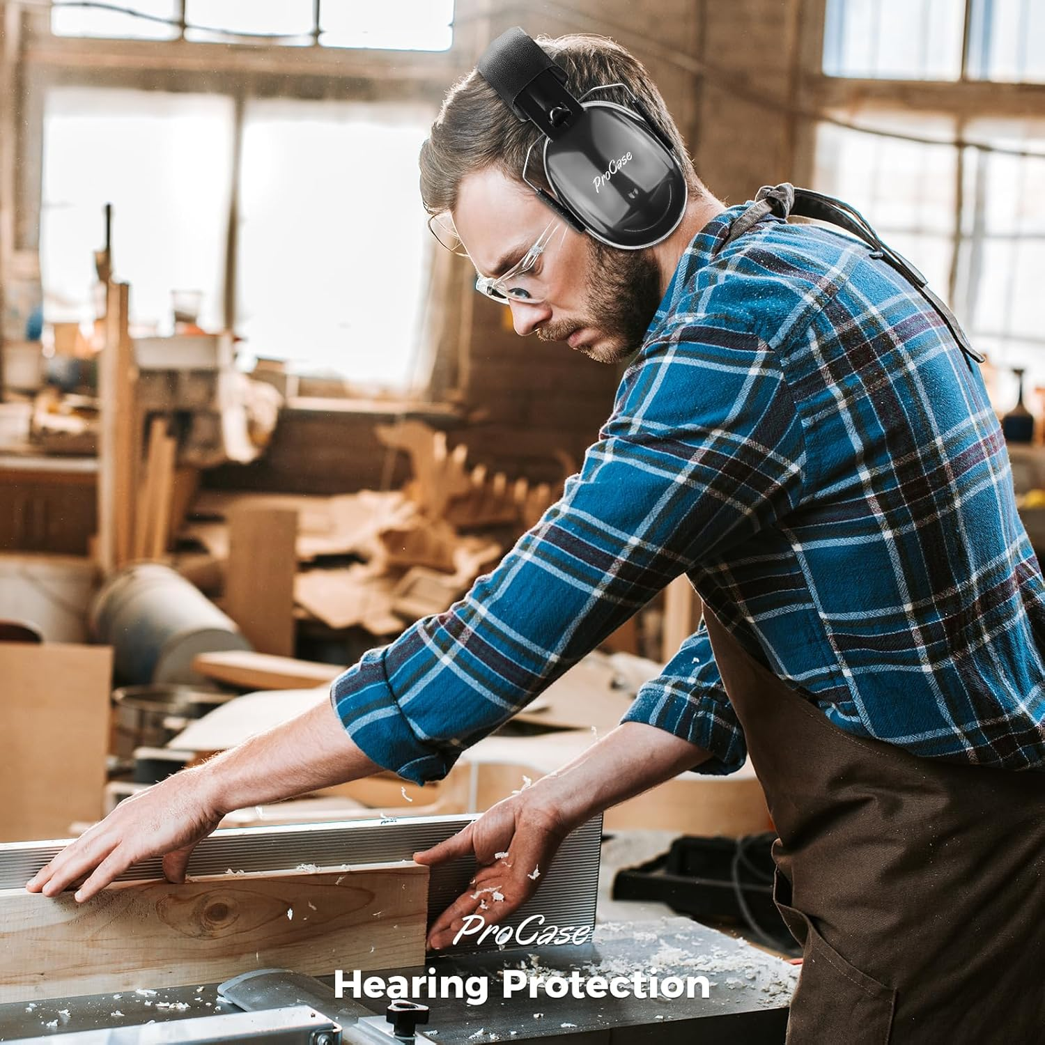 Procase Noise Reduction Safety Ear Muffs, 32Db Hearing Protection Earmuffs Ear Defenders with Adjustable Headband for Mowing Construction Manufacturing Woodwork -Purple image number 4