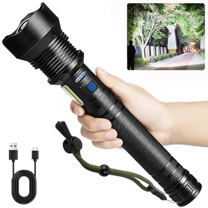 Cinlinso Flashlights High Lumens Rechargeable, 99,000 Lumens Super Bright Led Flashlight, Flash Light with 7 Modes, IPX6 Waterproof, Handheld Powerful Flashlight for Camping, Emergencies (Black) image number 2