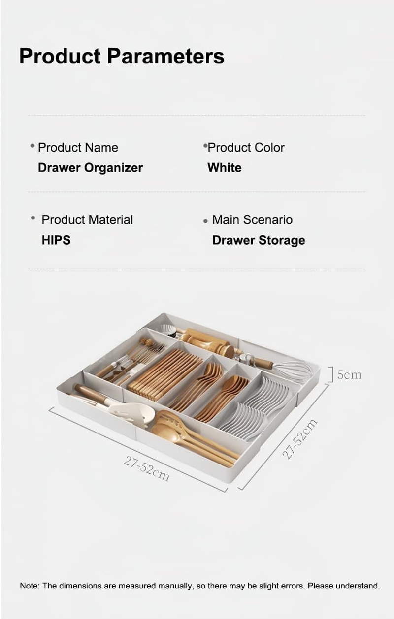 Expandable Kitchen Drawer Organizer Adjustable Utensil Tray Flatware Tray Cutlery Drawer Organiser for Forks Spoons Knife Organizer (Large, White)