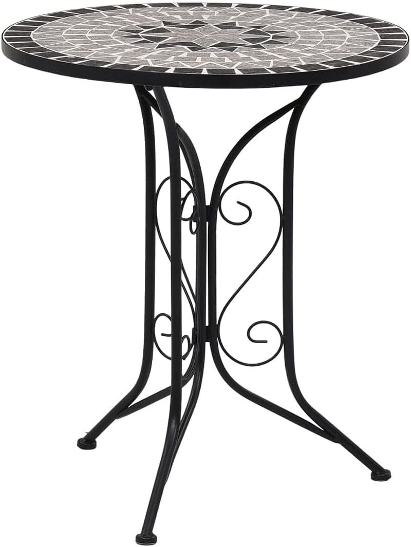 Outdoor Bistro Table, Patio Table Outdoor Cocktail Table Garden Bar Table Mosaic Bistro Table Grey 61Cm Ceramic image number 2