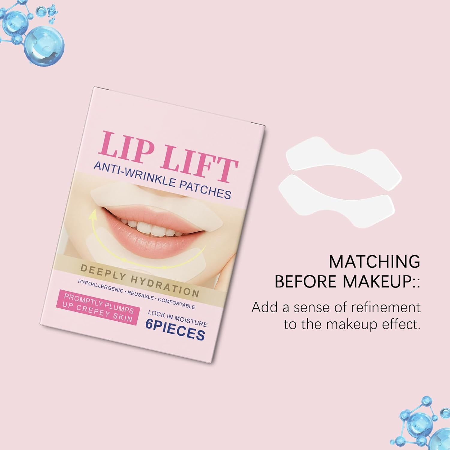 Lip anti Wrinkle Patches &ndash; Reusable Face Tape for Smoothing Smile Lines & Lip Area Wrinkles, Breathable Overnight Firming Moisture Pads for All Skin Types (3 Box/ 18 Pairs) - 2 Box image number 4