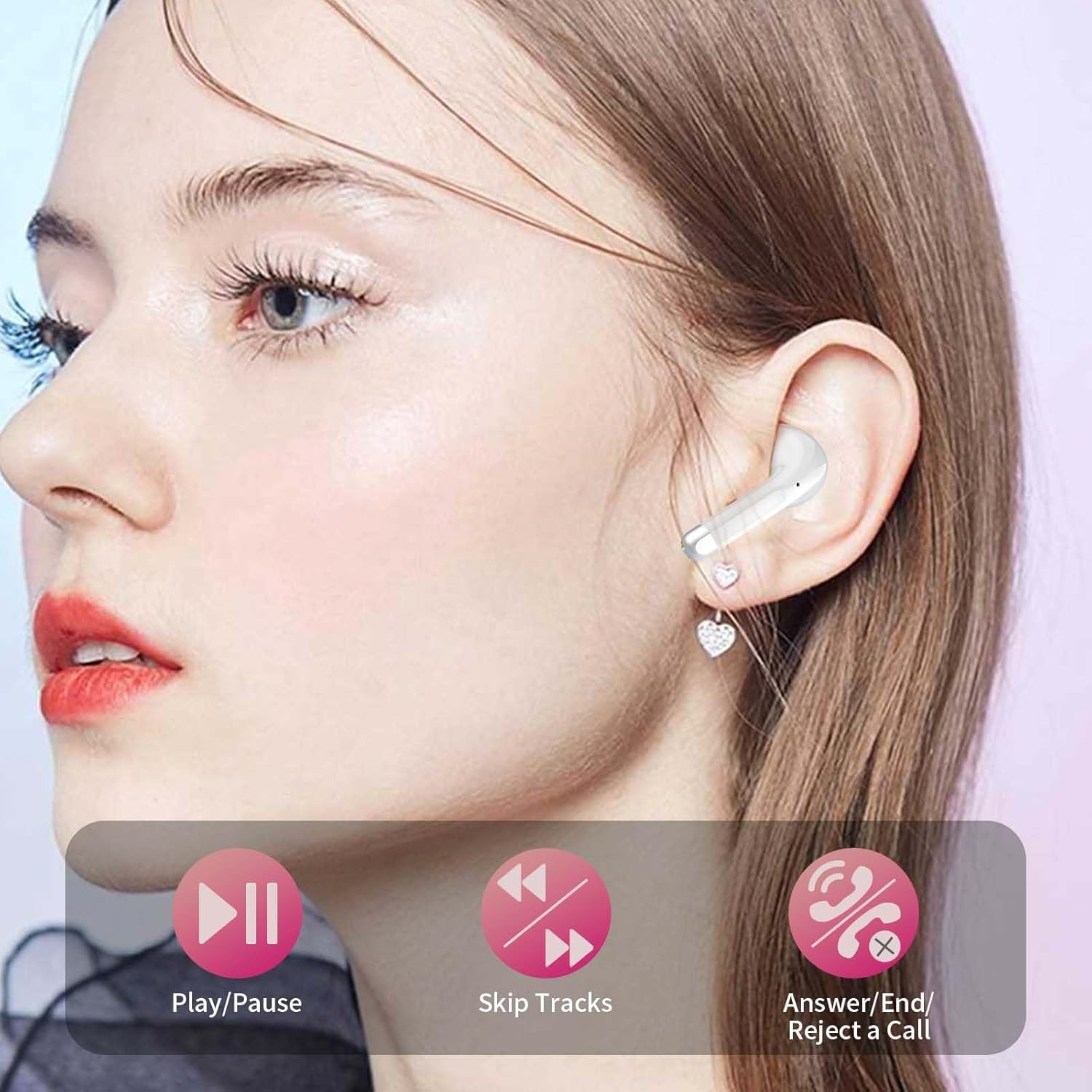 MIPOW X Miffy BT5.3 Wireless Earbuds, Rabbit Design, IPX7, 36 Hours Playtime with Case, AI ENC Noise Cancelling, Sports/Work Earbuds (Pastel Pink) image number 6