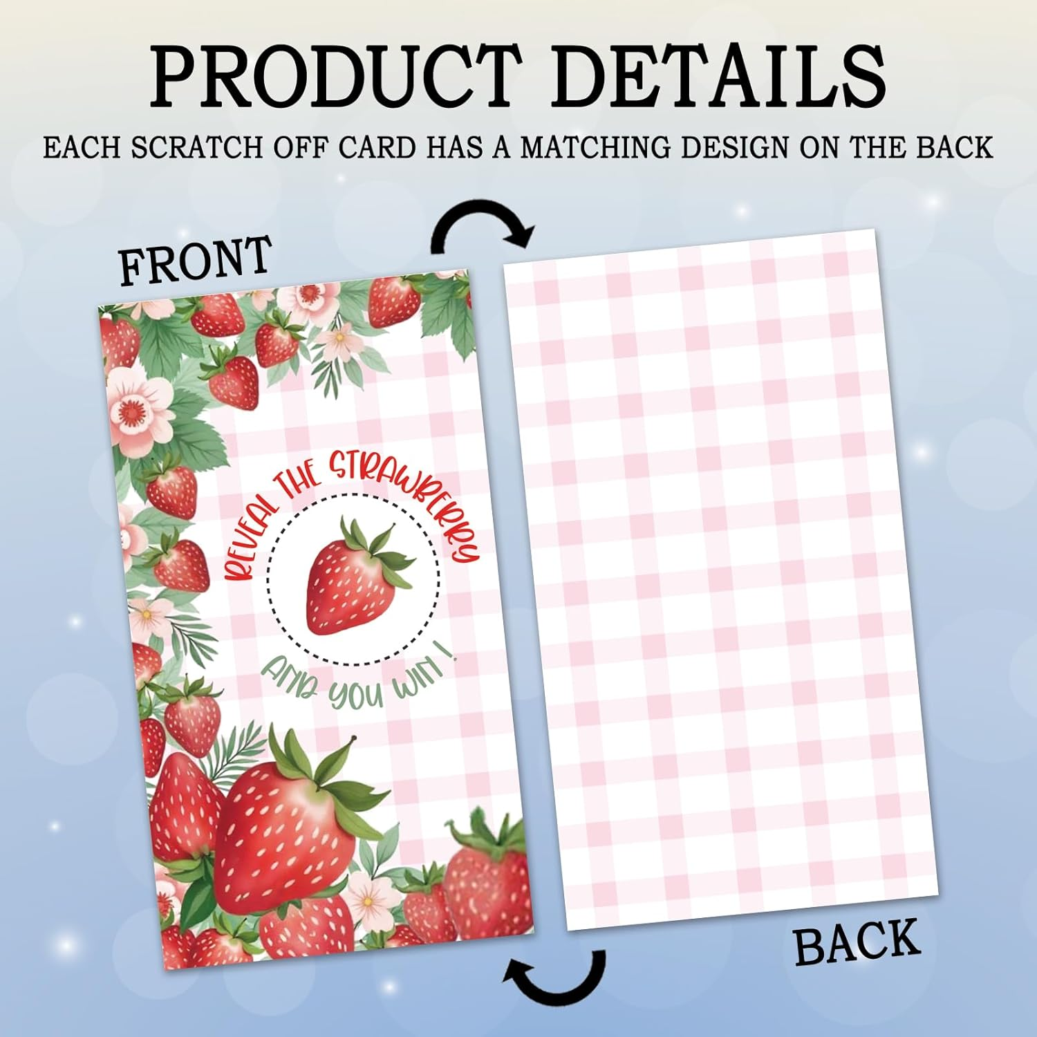 166REWIDPARTY 32 Pcs Strawberry Theme Scratch off Cards, Strawberry Baby Shower Scratch off Tickets, Pink Fruit Berry Raffle Tickets, Funny Summer Wedding Birthday Party Cards Supplies Decorations