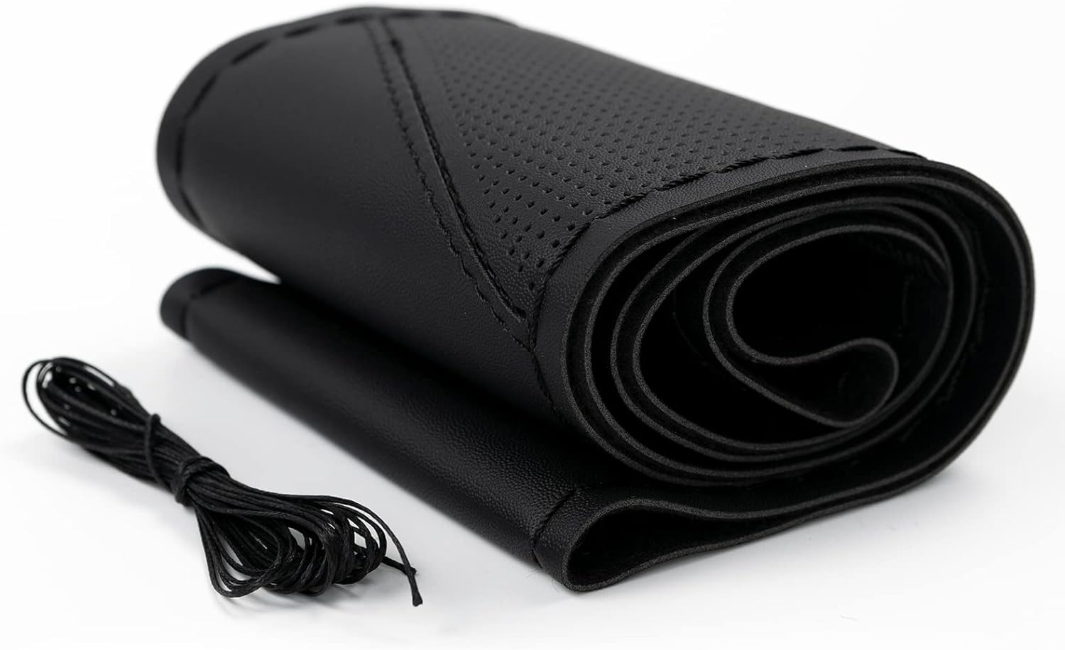 AUTOXBERT Sports Style Hand Sew Steering Wheel Cover Microfiber Leather Car Auto Steering Wheel Cover Stitch on Wrap for Cars, Suvs, Trucks and Autos