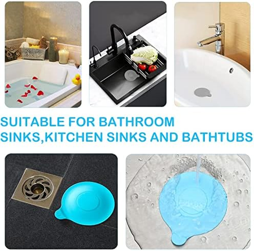 2 Pcs Tub Stopper, Bathtub Stopper, Silicone Bathtub Drain Stopper Plug, Bathtub Plug, Bath Tub Drain Cover, Sink Plug Hair Stopper Universal Use for Bathroom Kitchen Accessories, Laundry image number 4