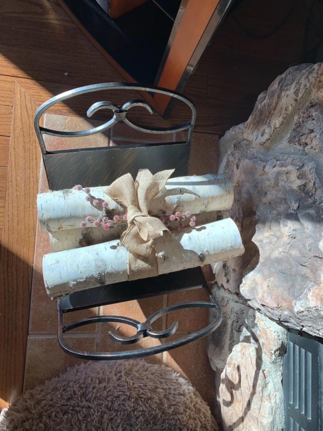 Rocky Mountain Goods Decorative Indoor Log Rack - Heavy Duty Iron with Antique Bronze Finish - Perfect Size for Indoor Use - Pre Assembled - Decorative Log Holder Design and Finish