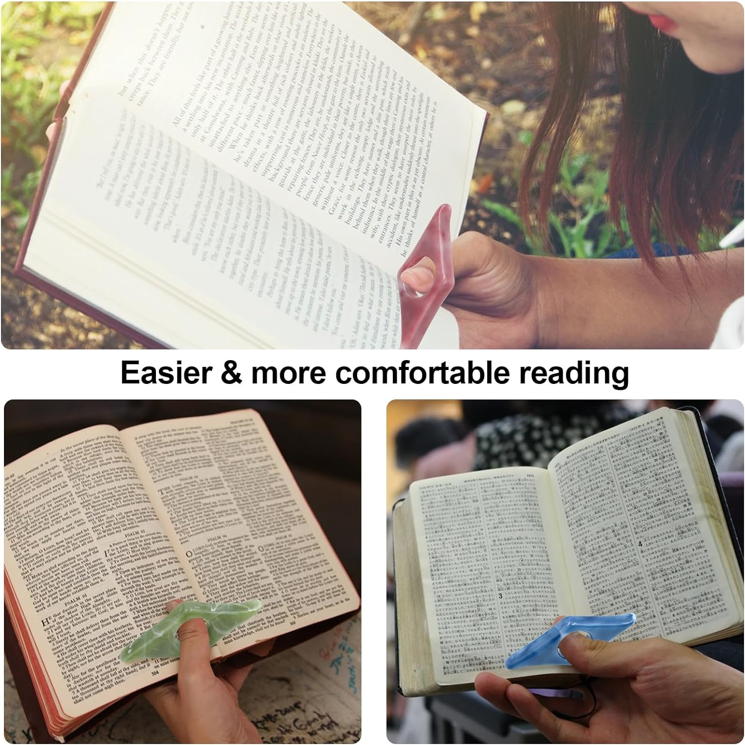 3 PCS Thumb Book Page Holder, Book Thumb Page Holders for Reading Hands Free, Book Finger Opener Holder, Reading Accessories for Book Readers Lovers Gifts image number 2