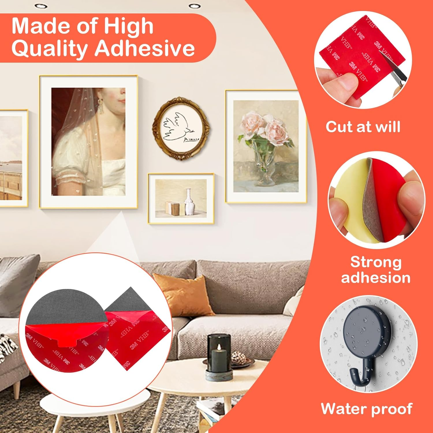 17 PCS 3M Strong Double Sided Sticky Pads, Water Proof Number Plate Sticky Tape, 3M Double Sided Tape, 3M VHB Dash Cam Sticky Pad, 3M Adhesive Pads for Outdoor Household Mounting image number 6