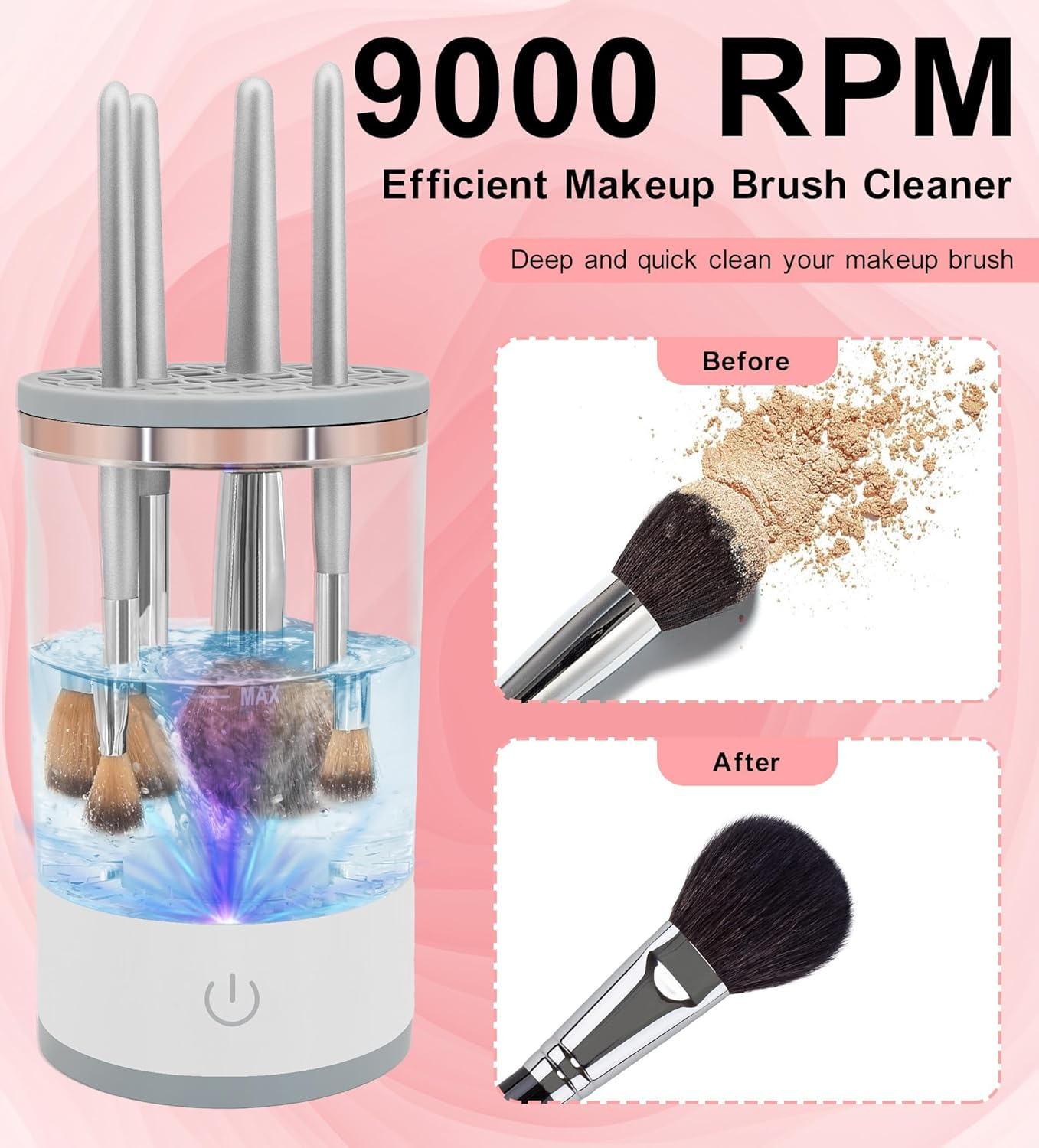 YBVABE Electric Makeup Brush Cleaner and Dryer &ndash; Rechargeable Automatic Brush Cleaning Machine for Deep Cleaning and Fast Drying All Types of Makeup Brush Types image number 2